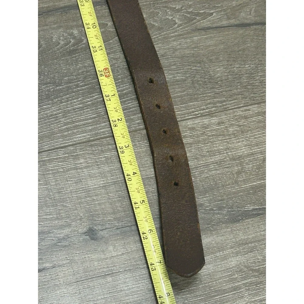 J CREW Mens Genuine Leather Belt  Brown Silver Buckle Size 38 Made In England